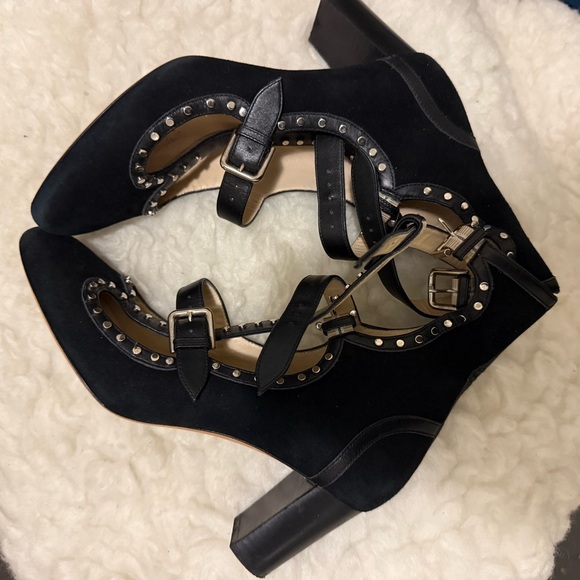 Jimmy Choo 65mm Hartley Black Studded Accents Suede Bootie Pumps EU37 - Picture 3 of 10